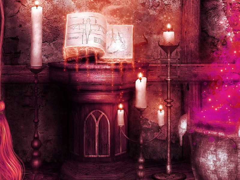 Witchcraft, alter, abstract, spell, potion, candles, HD wallpaper