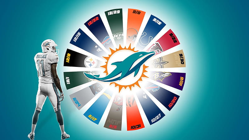 Miami Dolphins Logo In Spin Wheel Background Miami Dolphins, HD wallpaper