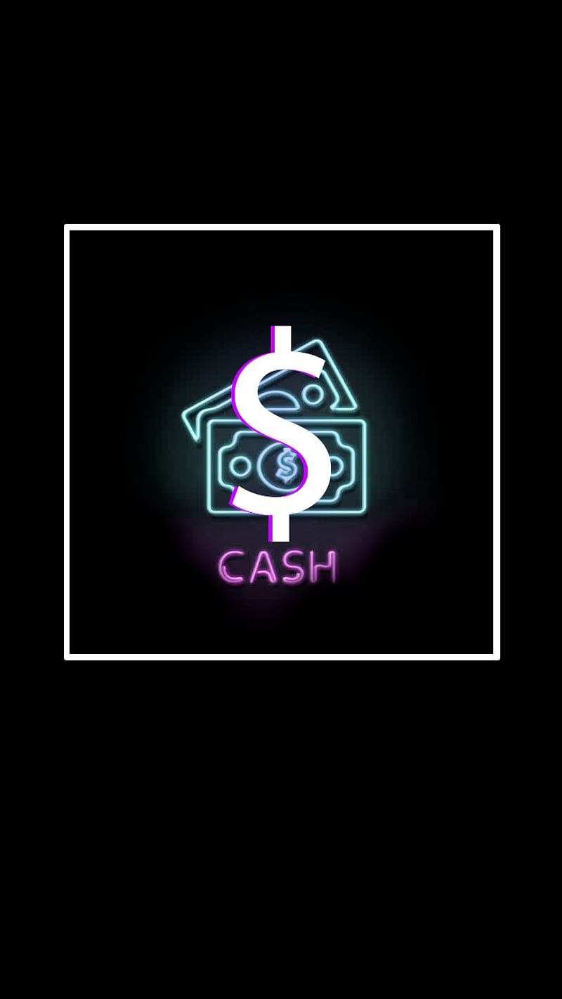 Dollar 2, black, cash, glow, neon, white, HD phone wallpaper