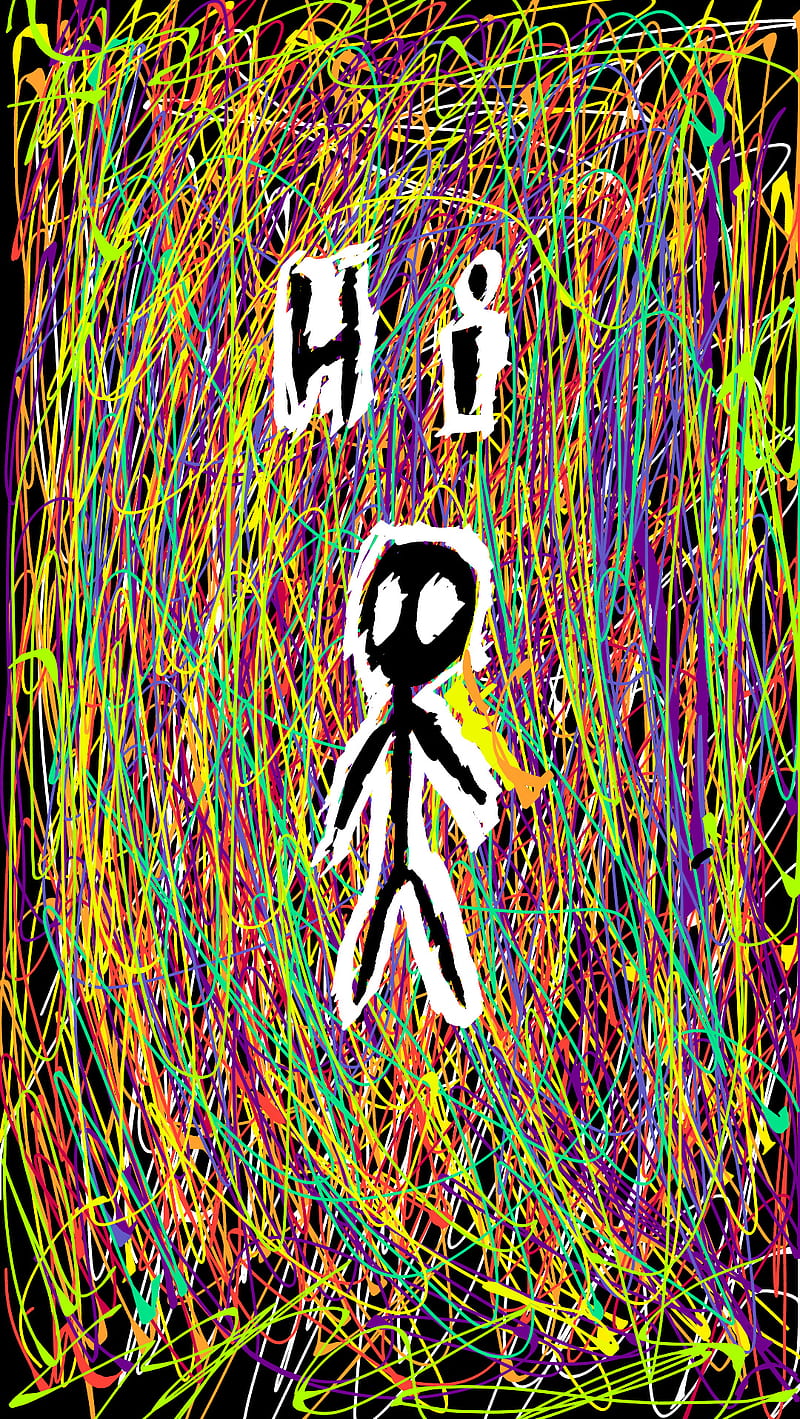 Hi, colorful, mysterious, stick man, weird, HD phone wallpaper