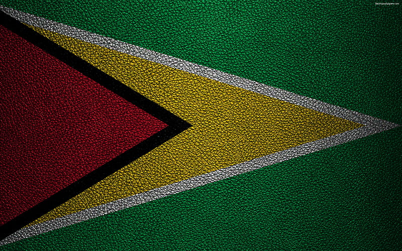 Flag of Guyana leather texture, Guyana flag, South America, Guyana, HD wallpaper