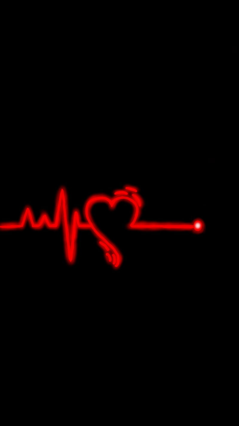Pulse hearth, black, blackandred, hearth, modern, neon, pulse, red, redhearth, redpulse, HD phone wallpaper