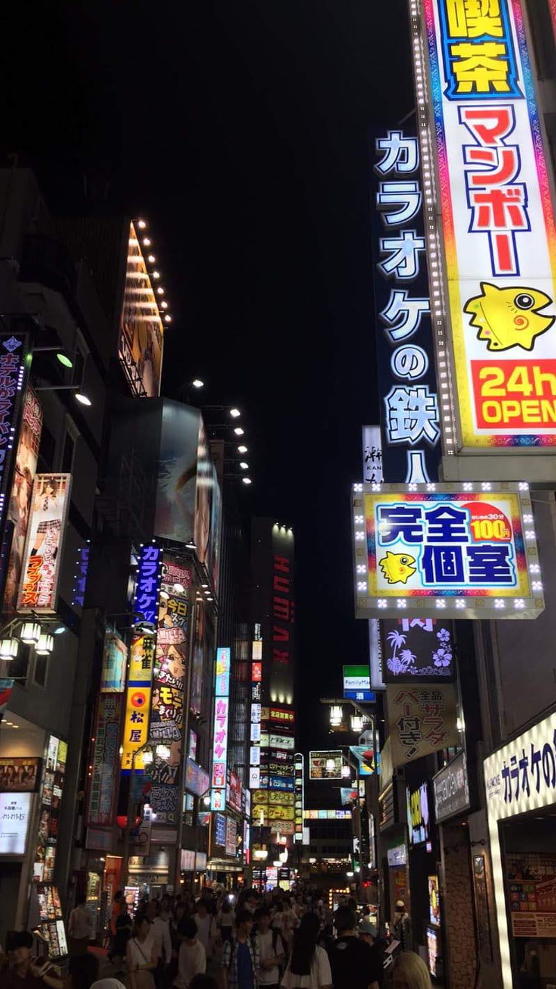 Shinjuku Japan, building, city, light, neon, night, tokyo, HD phone wallpaper