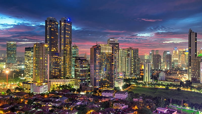 Jakarta City Evening, HD wallpaper
