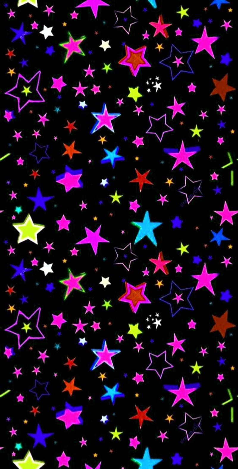 black background with colorful stars