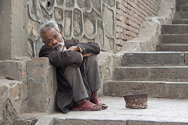 Poverty is the worst form of violence, sad, man, poor, poverty, HD wallpaper