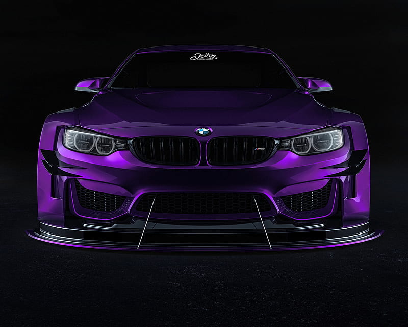 bmw, car, sportscar, purple, front view, HD wallpaper