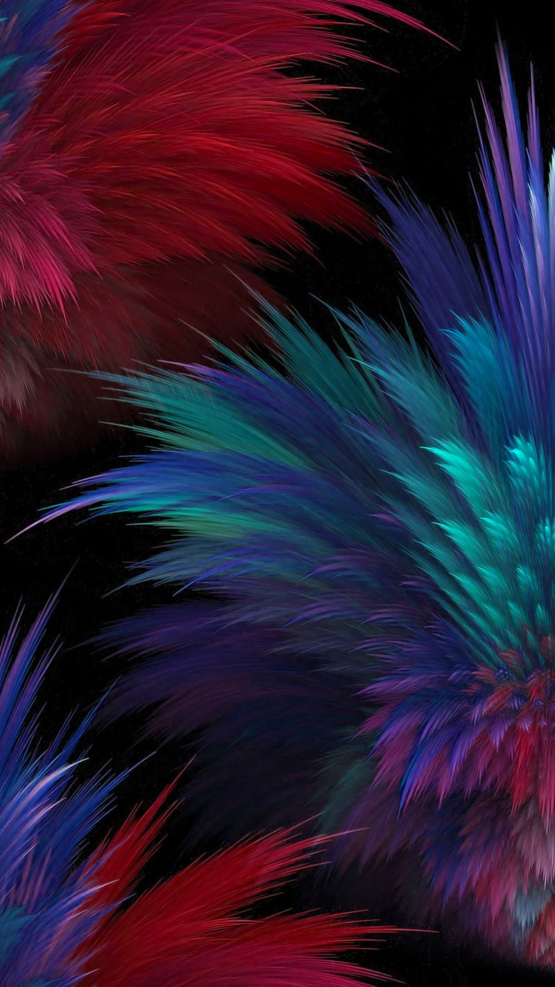 Abstract, blue, feathers, HD phone wallpaper