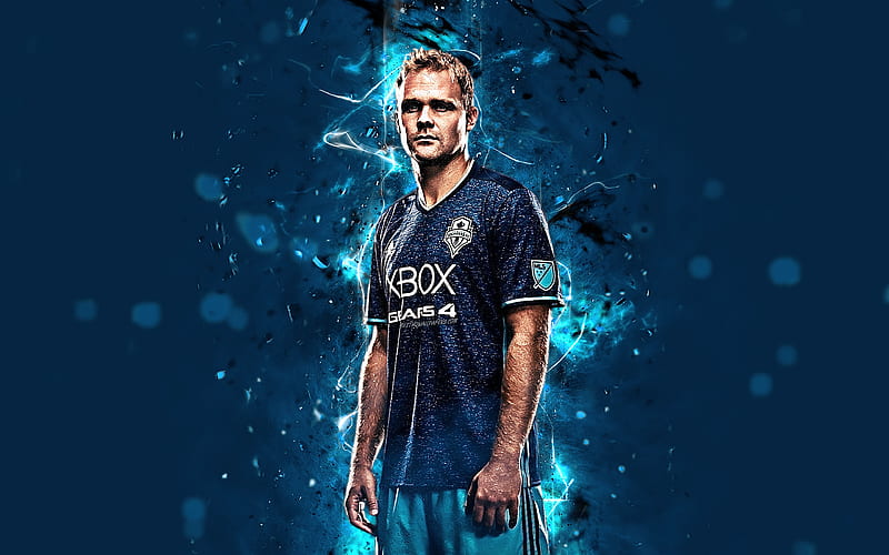 Chad Marshall, abstract art, Seattle Sounders, football, Marshall, soccer, MLS, footballers, neon lights, Seattle Sounders FC, creative, HD wallpaper