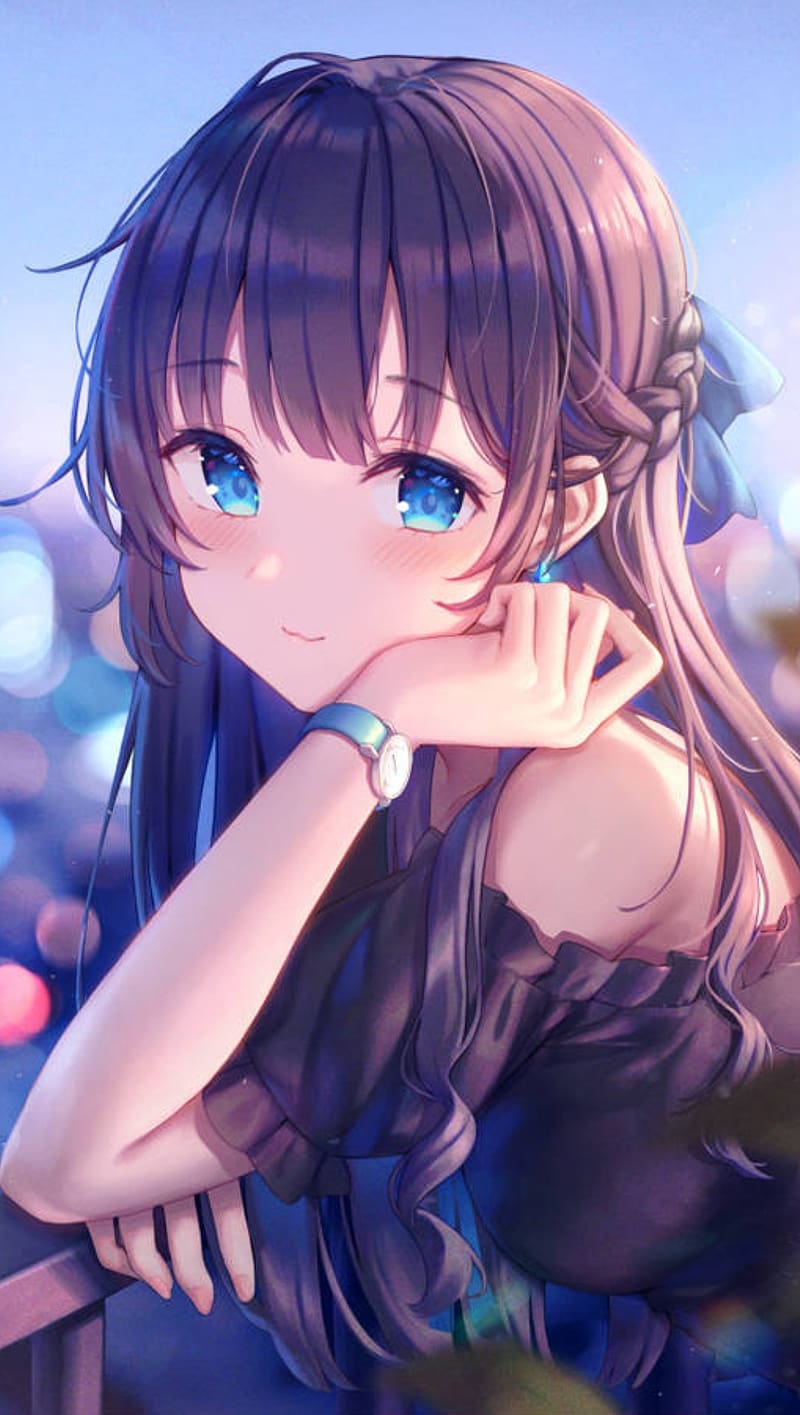 Anime Girl with Beautiful Blue Eyes Desktop Wallpaper - Free in 4K
