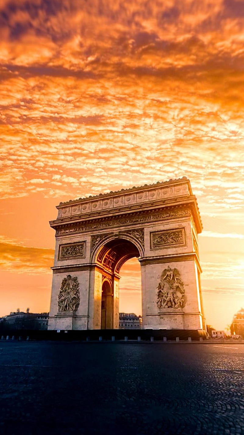 Victory arch, arch, city, clouds, france, history, paris, sky, travel, HD phone wallpaper