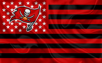Tampa Bay Buccaneers, American football team, creative American flag, red black flag, NFL, Tampa, Florida, USA, logo, emblem, silk flag, National Football League, American football, HD wallpaper