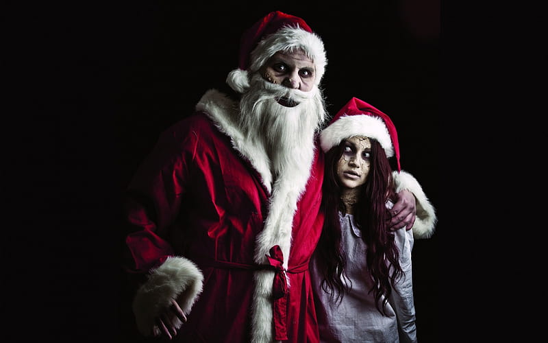 * Evil Santa Claus and zombie Snow Maiden *, snow, evil, santa claus, maiden, zombie, HD wallpaper