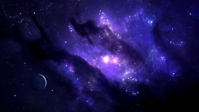 Nocturnal Skies, stars, purple, universe, space, galaxies, HD wallpaper