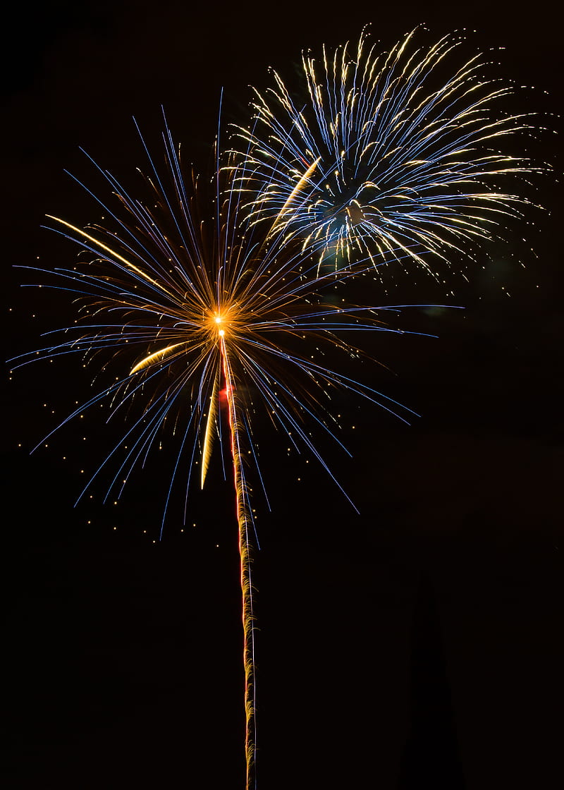 fireworks, salute, sparks, light, night, HD phone wallpaper