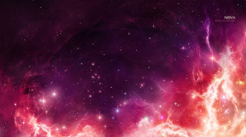 Pink Space, gases, multicolor, space, graphics, galaxies, HD wallpaper