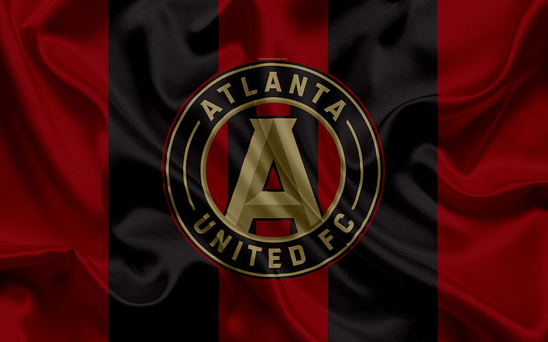 Atlanta United FC, American Football Club, MLS, USA, Major League Soccer, emblem, logo, silk flag, Atlanta, Georgia, football, HD wallpaper