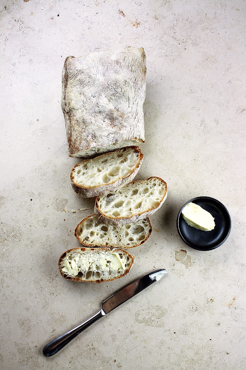 bread slices beside knife, HD phone wallpaper