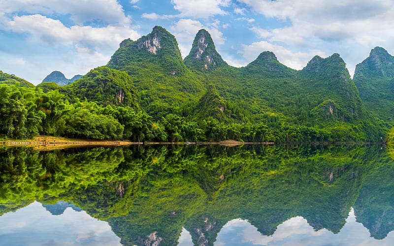 mountain landscape, tropical island, Thailand, jungle, river, HD wallpaper