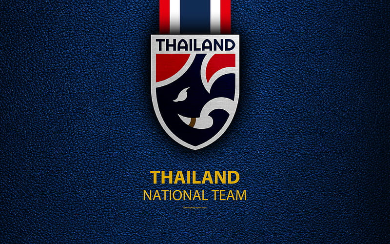 Thailand national football team leather texture, War Elephants, Football Association of Thailand, emblem, logo, Asia, football, Thailand, HD wallpaper