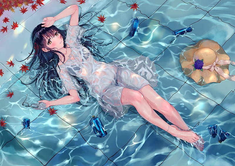 Anime, Girl, Water, HD wallpaper