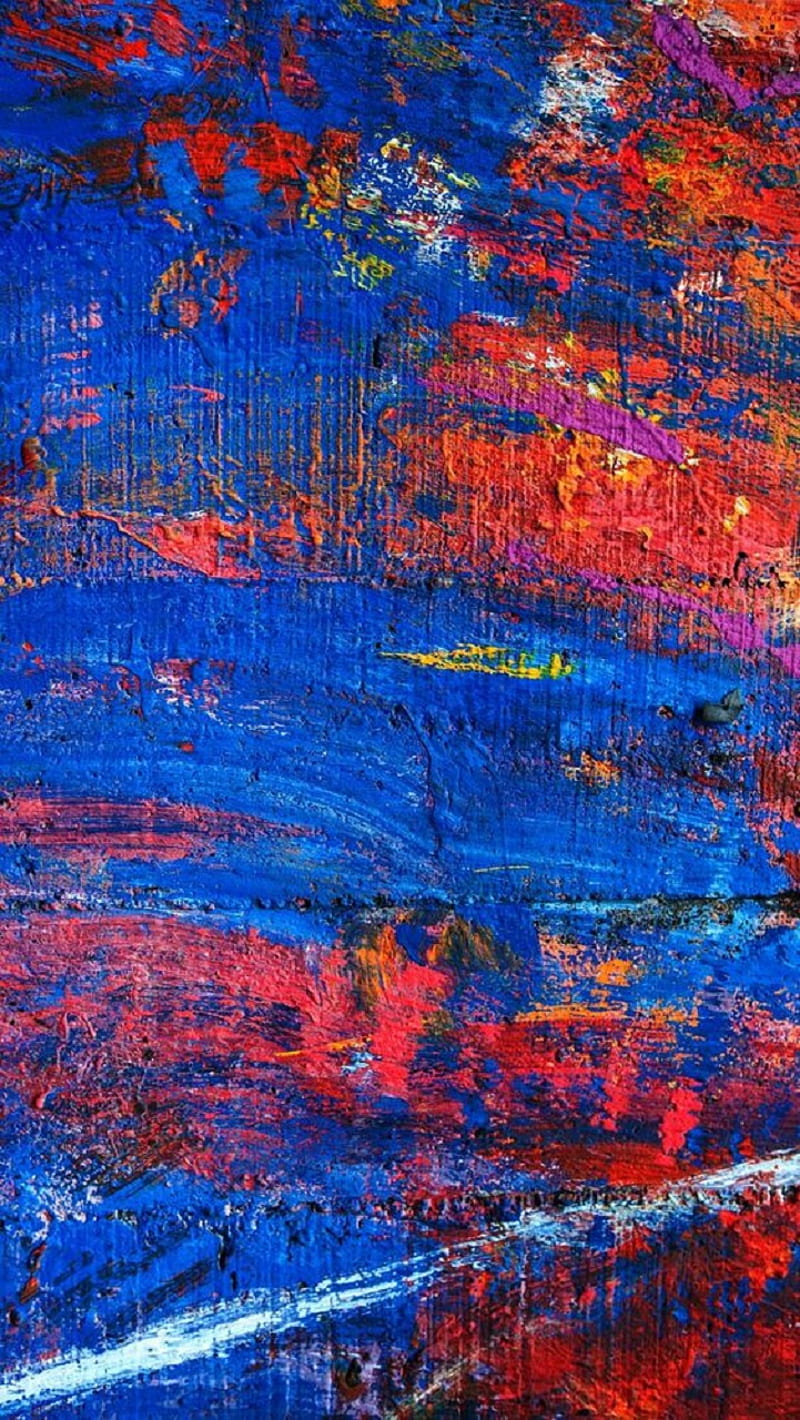Abstract Paint, art, blue, painting, pintura, red, HD phone wallpaper