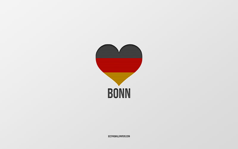 I Love Bonn, German cities, gray background, Germany, German flag heart, Bonn, favorite cities, Love Bonn, HD wallpaper