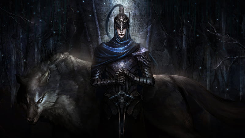 Dark Souls Ornstein Is Standing With Sword In Front of Wolf Games, HD wallpaper