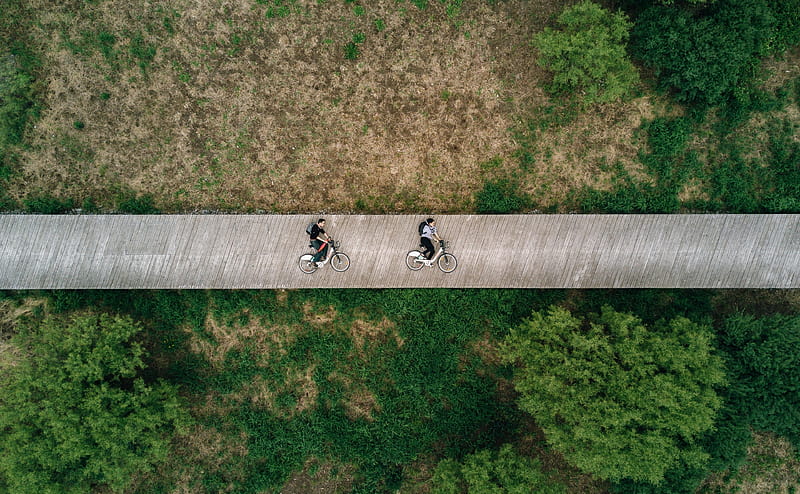 Drone graphy People Ultra, Artistic, Urban, People, Canada, Aerial, Adventure, Bikes, montreal, Bicycles, boardwalk, Dronegraphy, DroneView, Aerialgraphy, HD wallpaper
