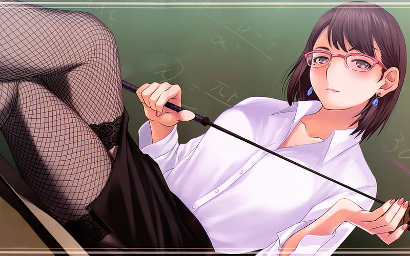 Anime, whip, sex, glasses, teacher, HD wallpaper