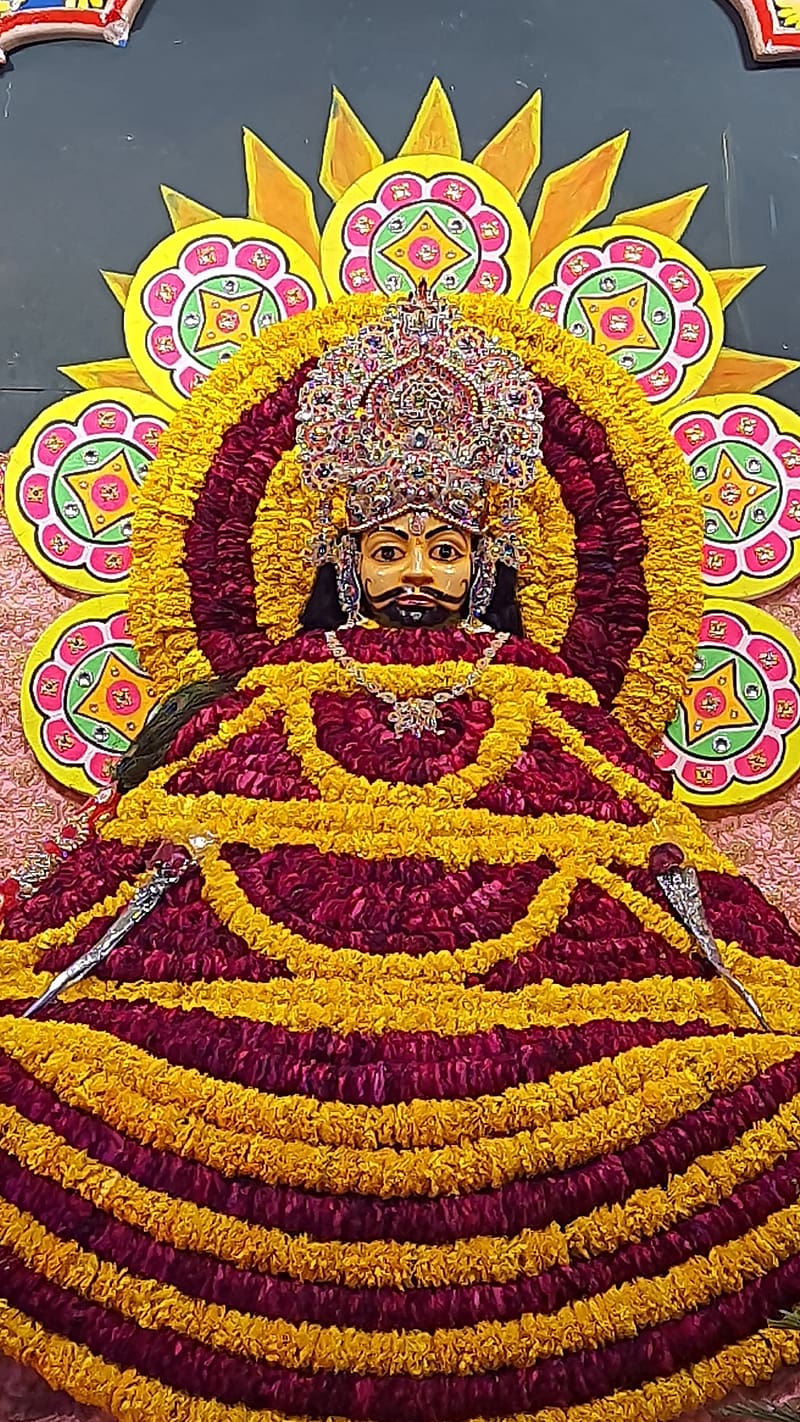 Khatu Wale Shyam Ji Ke, flower decortion, flower, decoration, baba, lord, HD phone wallpaper