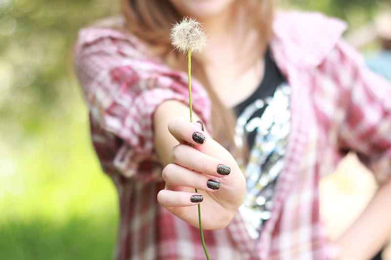 girl, plant, lacquer, hand, nails, mood, HD wallpaper