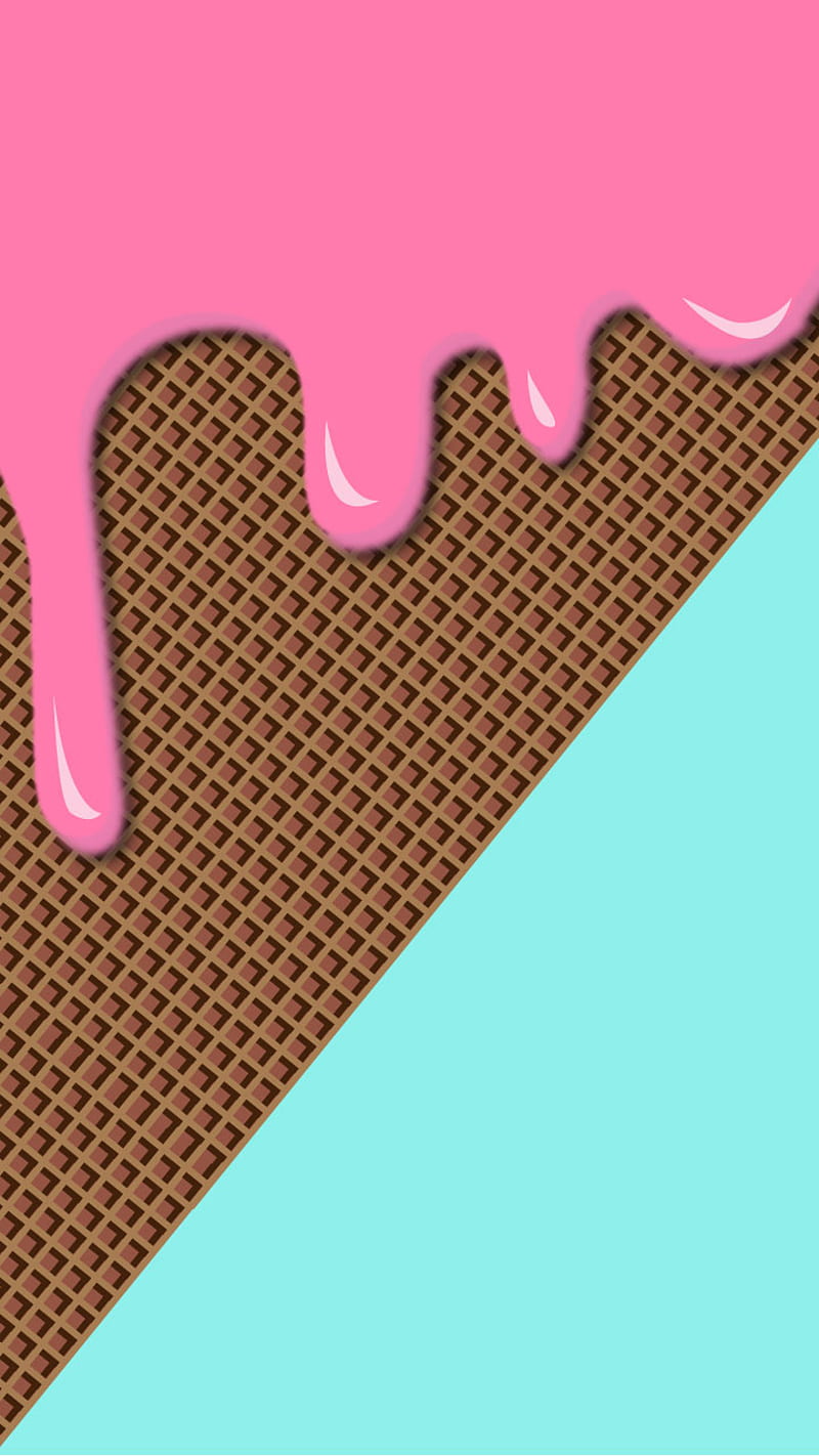 melting ice cream, colorful, girly, icecream, lockscreen, pink, smartphone, waffle, HD phone wallpaper