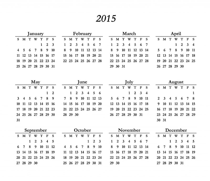 2015 Calendar, calendar, 3g, takvim, Kalendar, simple, white, HD wallpaper