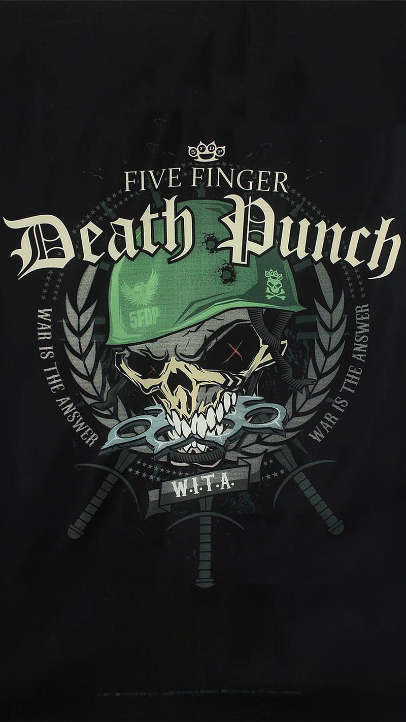 FFDP, five finger death punch, five, finger, death, puch, skull, militairy, dark, HD phone wallpaper