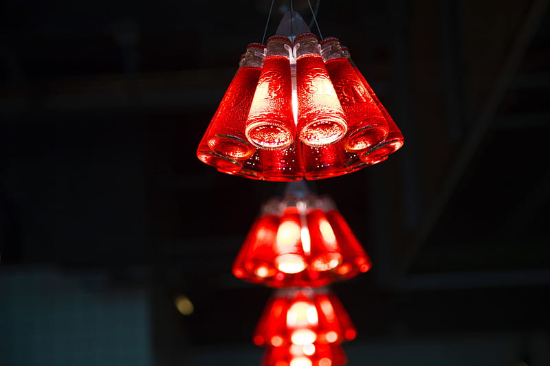 light bulbs, red, illumination, lighting, motion blur, light, HD wallpaper