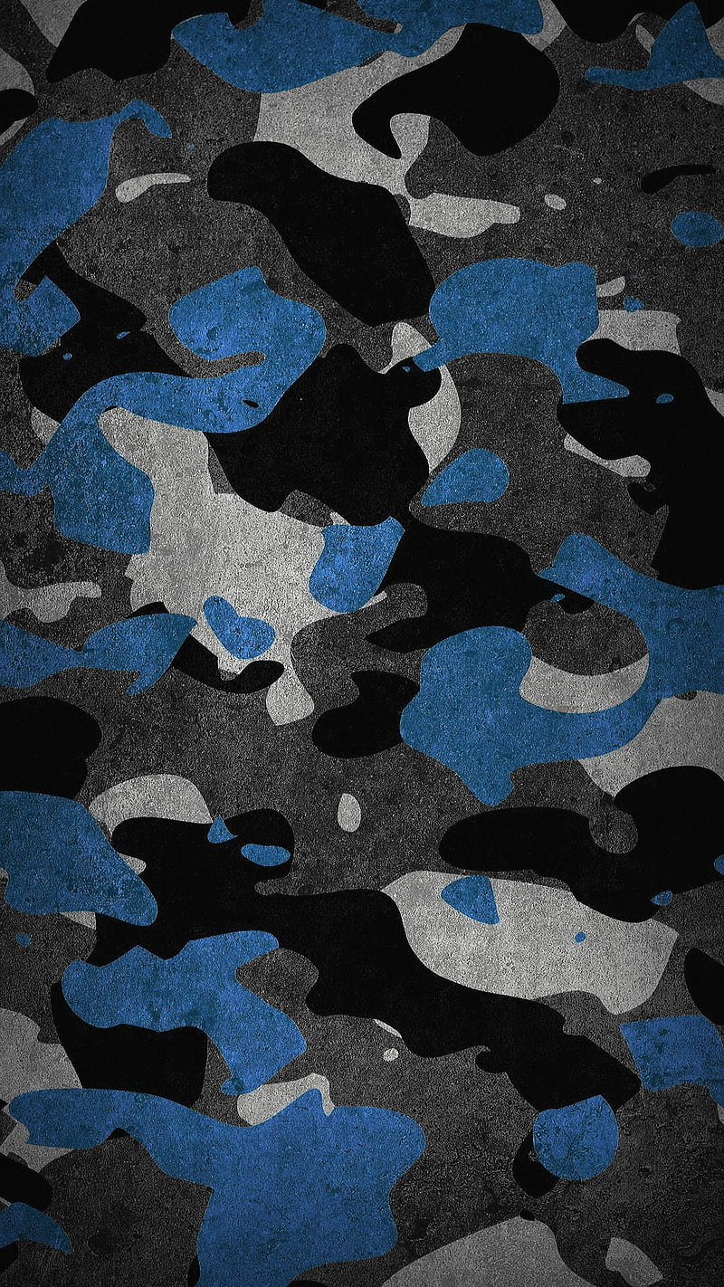 Camo, black, blue, desenho, grey texture, white, HD phone wallpaper