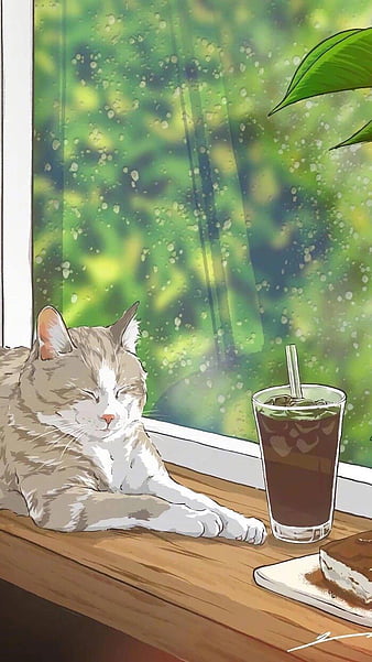 Cat At The Raining Window Anime 4k Wallpaper by AI-Dolls on DeviantArt
