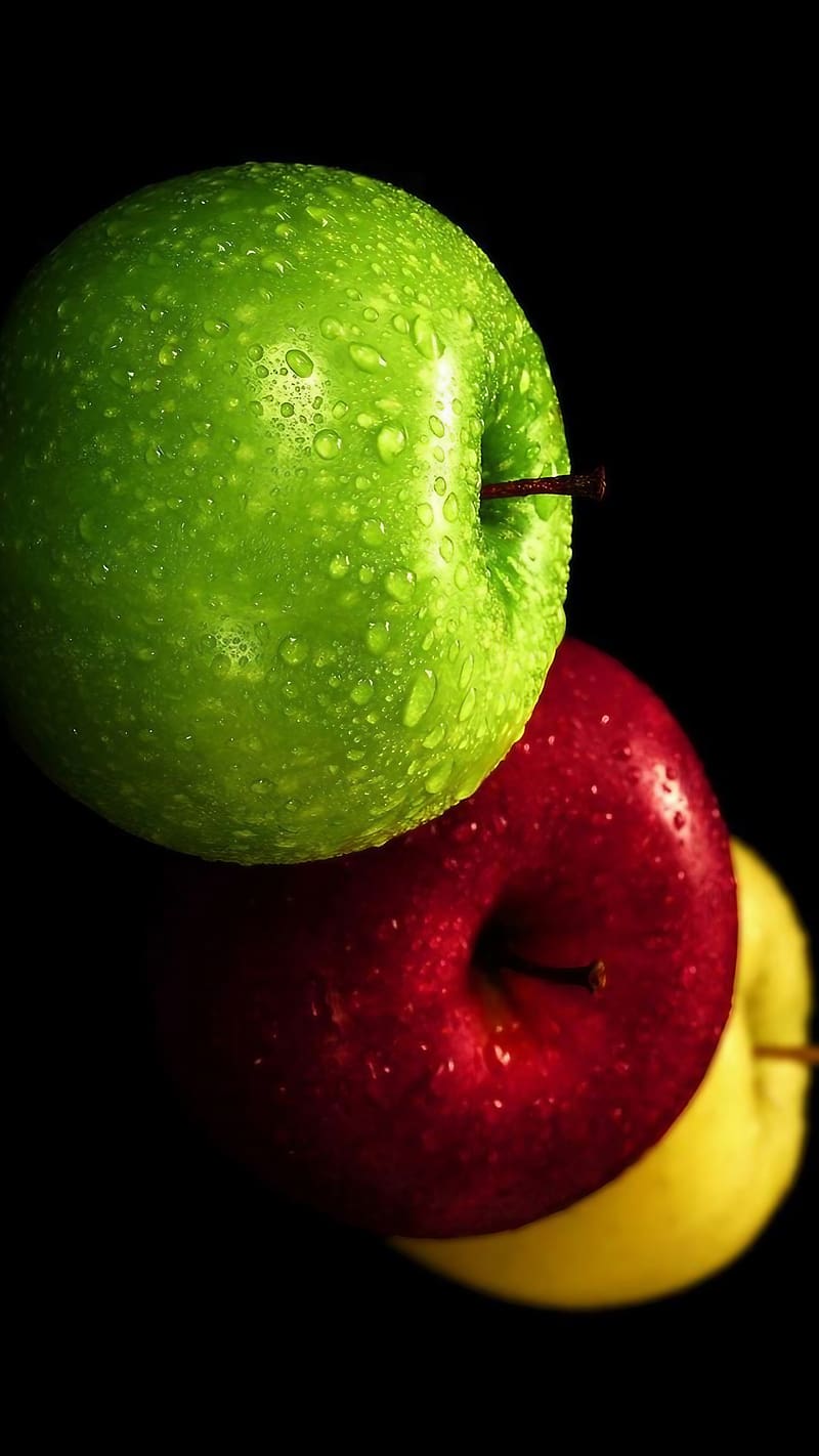 Apple Phone Ka, Waterdrops On Apple Fruit, waterdrops, apple fruit, black background, HD phone wallpaper