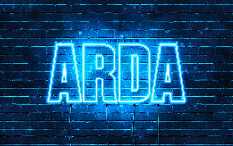 Arda with names, Arda name, blue neon lights, Happy Birtay Arda, popular turkish male names, with Arda name, HD wallpaper