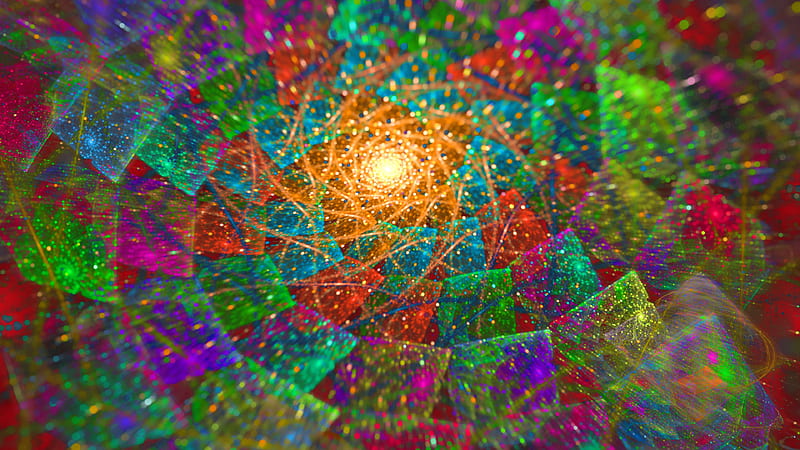abstraction, colorful, glare, dots, fractal, HD wallpaper