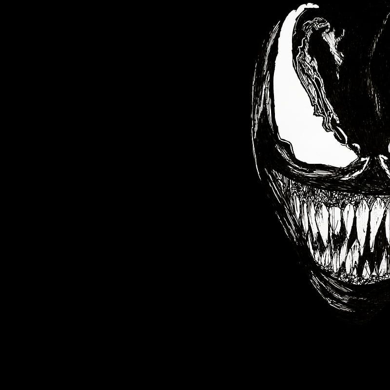 Venom , black, cool, dark, drawing, marvel, sketch, spiderman, venom, HD phone wallpaper