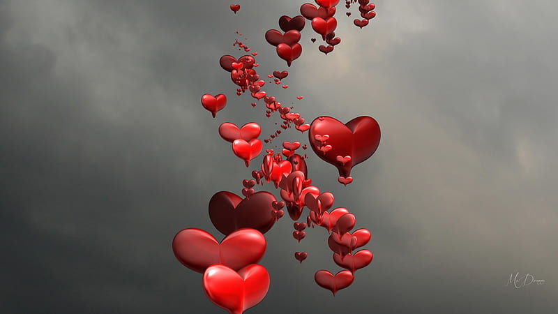 The Boy Is Looking At The Falling Hearts Background, Animated Picture Of  Valentines Day Background Image And Wallpaper for Free Download