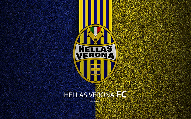 Hellas Verona FC Italian football club, Serie A, emblem, logo, leather texture, Verona, Italy, Italian Football Championships, HD wallpaper