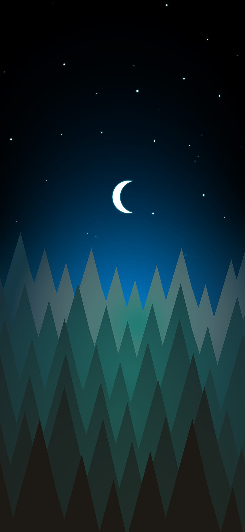 forest, trees, moon, night, vector, art, HD phone wallpaper