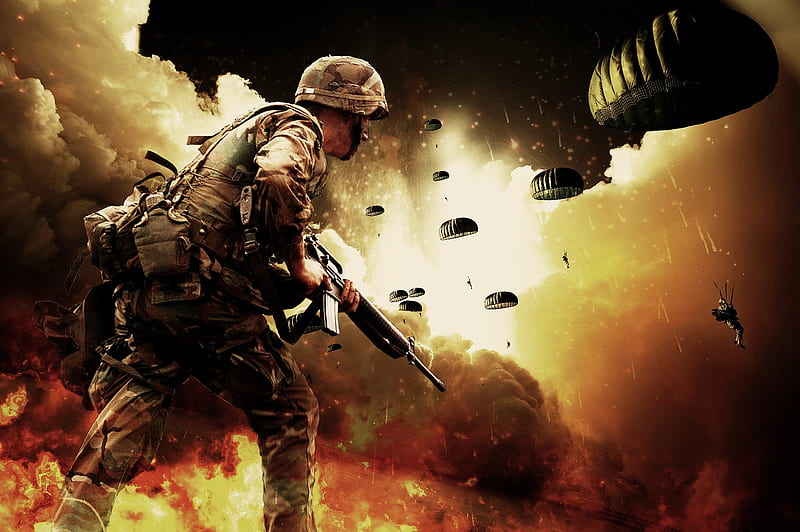 Soldiers War Battlefield Explosion, soldiers, guerra, battlefield, explosion, HD wallpaper