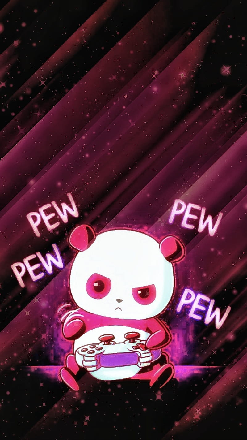 Gamer Panda, cute, cartoon, pink, girl, HD phone wallpaper | Peakpx