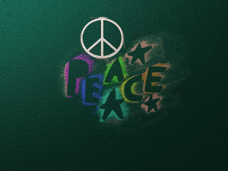 Peace Graffiti on Teal, peace, graffiti, teal, harmony, HD wallpaper