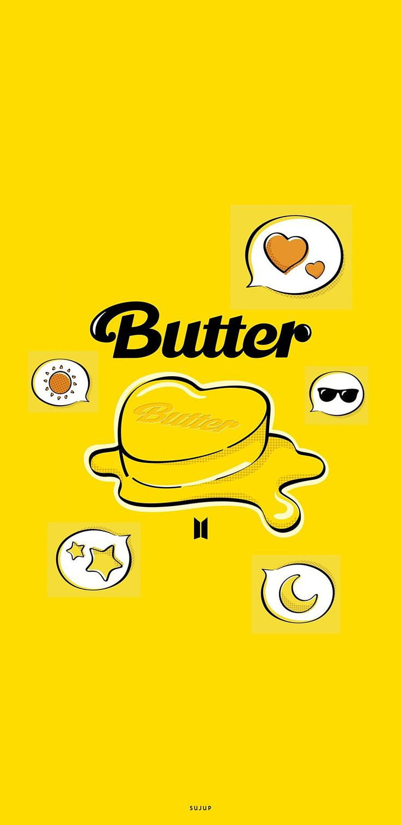 Butter BTS, music, k-pop, black, yellow, HD phone wallpaper