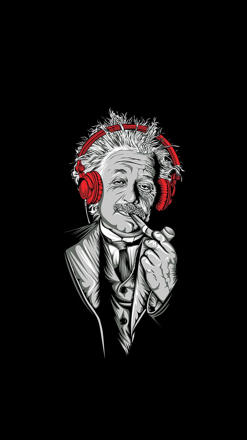 Einstein, albert, fun, headphone, hipsta, music, HD phone wallpaper
